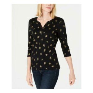 ⭐️SOLD⭐️ NWT Black Floral Print Henley